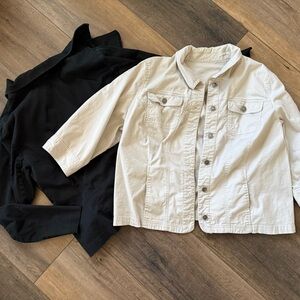 2x 18/20W Cream tan & black Jackets tan is lightweight jean jacket black freebie